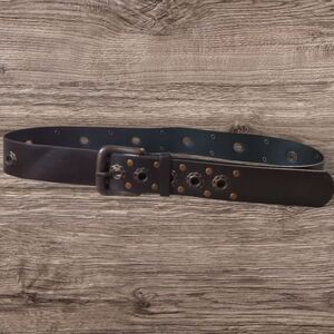 Studded Womans Brown Faux Leather Belt Small
